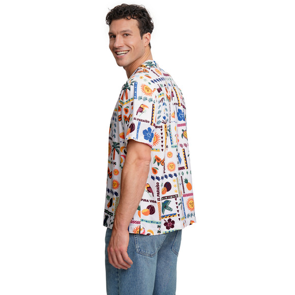 Herren Leinen-Hemd mit Allover-Print