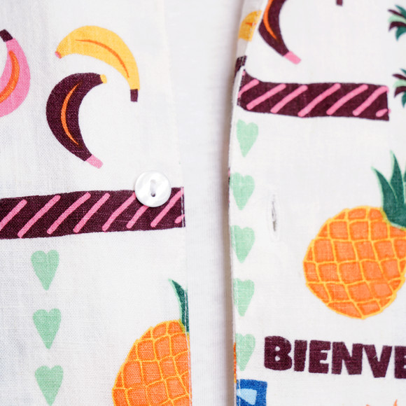 Herren Leinen-Hemd mit Allover-Print