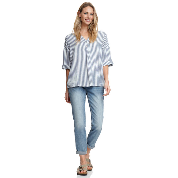 Damen Leinen-Bluse mit Streifen
