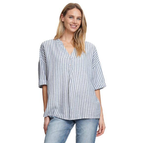Damen Leinen-Bluse mit Streifen