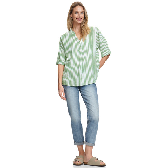 Damen Leinen-Bluse mit Streifen