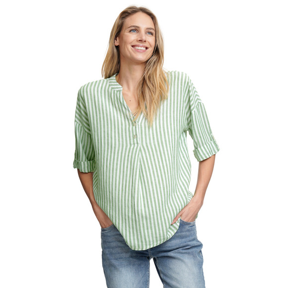 Damen Leinen-Bluse mit Streifen