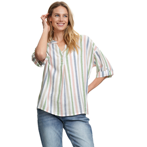 Damen Leinen-Bluse mit Streifen