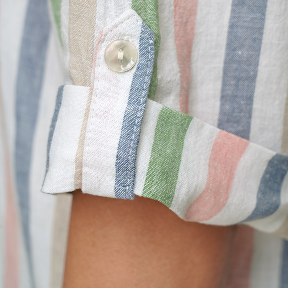 Damen Leinen-Bluse mit Streifen