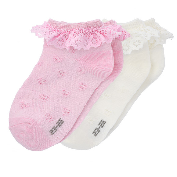 2 Paar Mädchen Sneaker-Socken mit Spitze