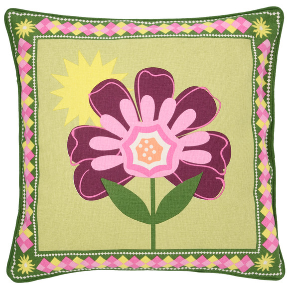 Kussensloop met zomerprint lichtgroen / roze