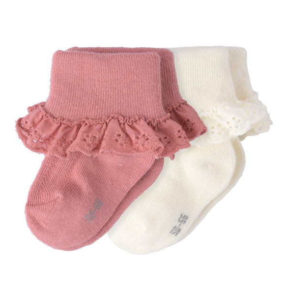 2 Paar Newborn Socken mit Spitze