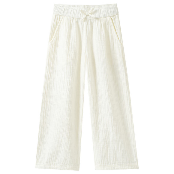 Mädchen Musselin-Hose mit weitem Bein weiss