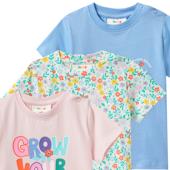 3 Baby T-Shirts mit bunten Motiven