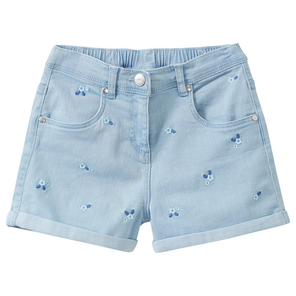 Mädchen Jeansshorts mit Blümchen-Stickerei