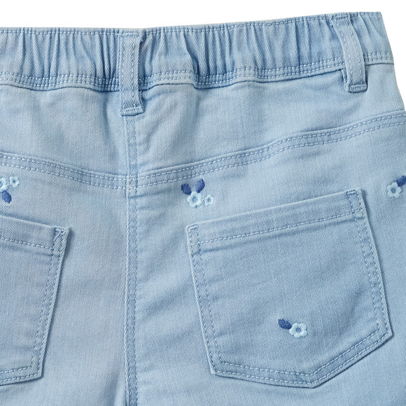 Mädchen Jeansshorts mit Blümchen-Stickerei