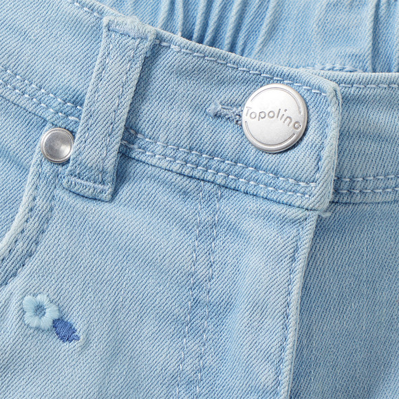 Mädchen Jeansshorts mit Blümchen-Stickerei
