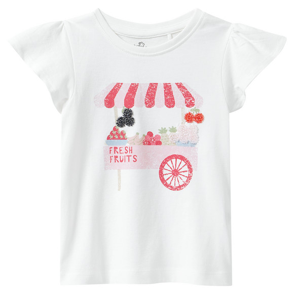 Mädchen T-Shirt mit Perlen-Details weiss