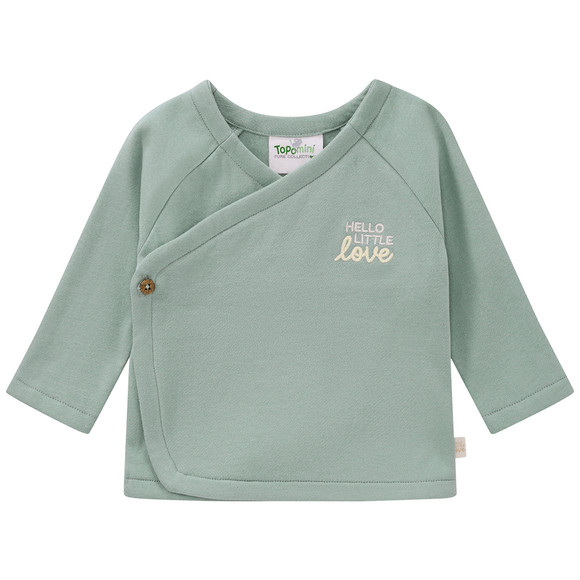 Newborn Wickeljacke mit gesticktem Schriftzug salbei