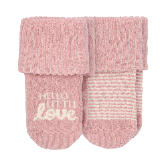 2 Paar Newborn Frottee-Socken mit Umschlag rosa
