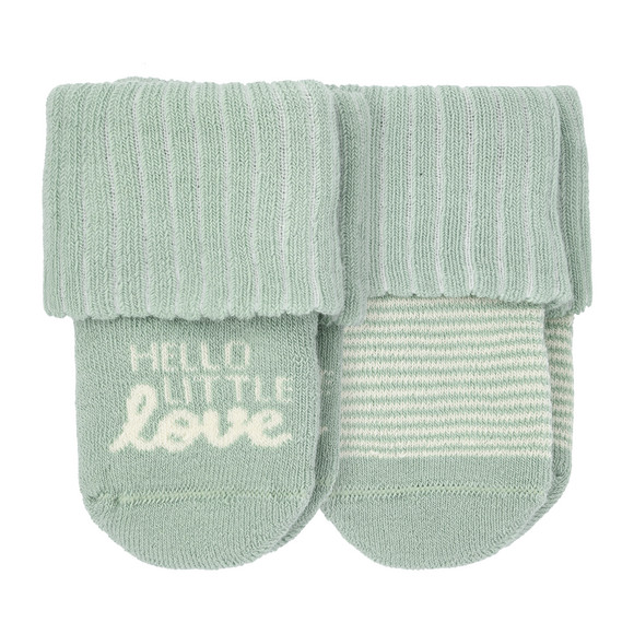 2 Paar Newborn Frottee-Socken mit Umschlag salbei