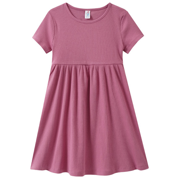 Mädchen Kleid mit Rippstruktur dunkelrosa