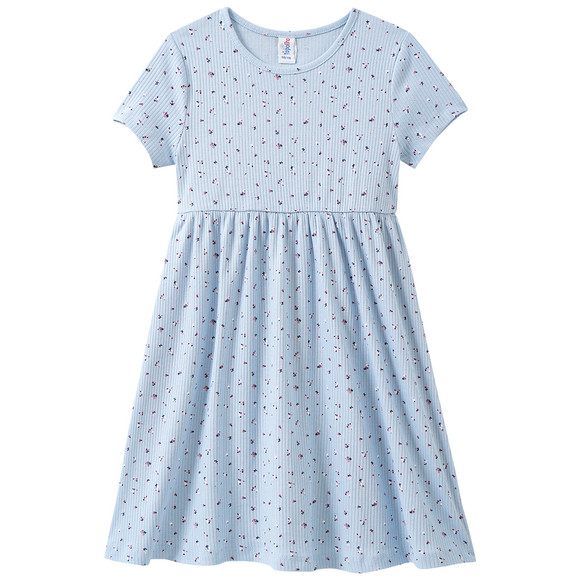 Mädchen Kleid mit Rippstruktur hellblau