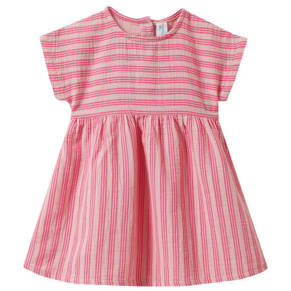 Baby Musselin-Kleid im Streifen-Look rosa / creme