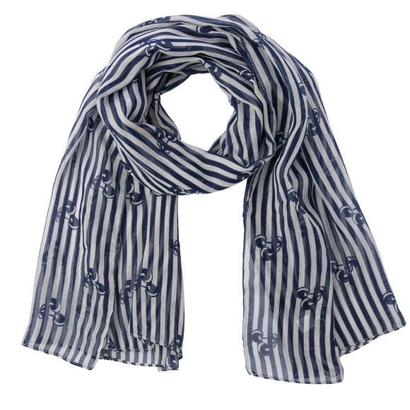 Damen Tuch mit Streifen dunkelblau / weiss