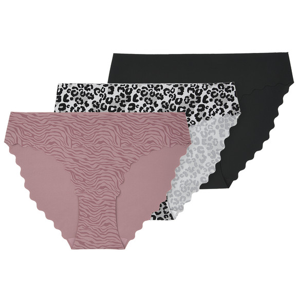 3 Damen Seamless-Slips mit Wellenkante