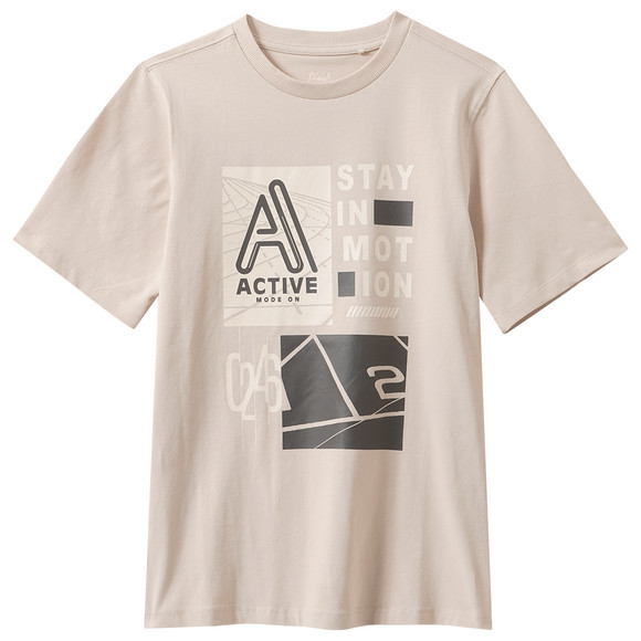Jungen T-Shirt mit Brust-Print beige