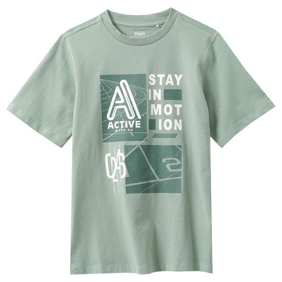 Jungen T-Shirt mit Brust-Print oliv