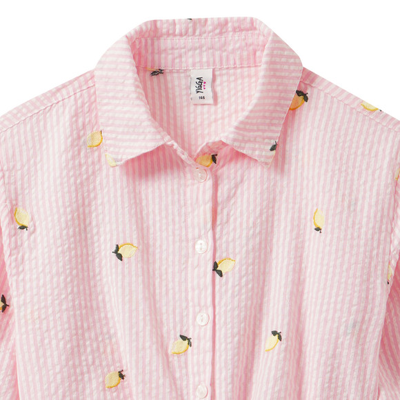 Mädchen Seersucker-Bluse mit Stickerei