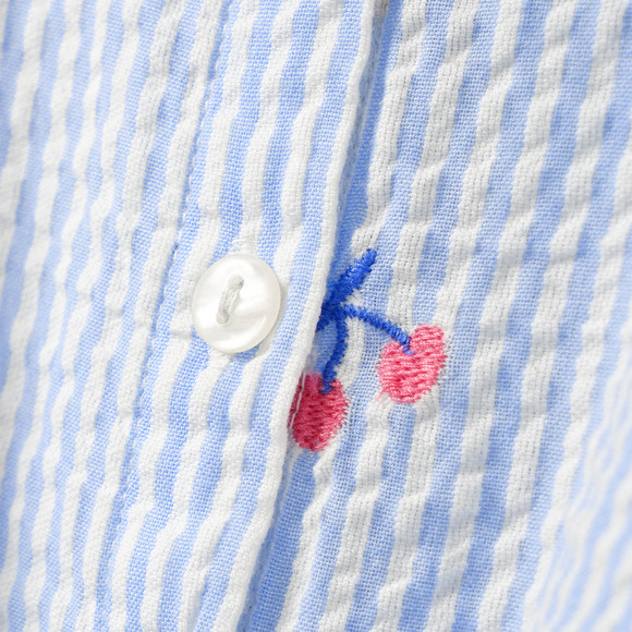 Mädchen Seersucker-Bluse mit Stickerei