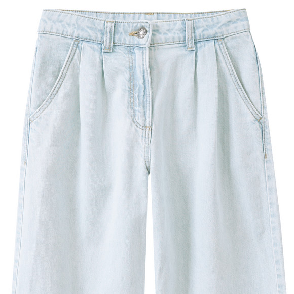 Mädchen Wide-Leg-Jeans in heller Waschung