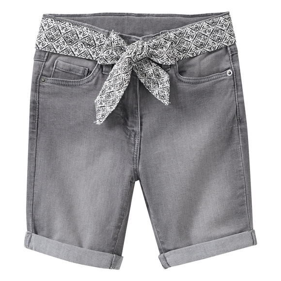 Mädchen Jeansshorts mit Stoffgürtel