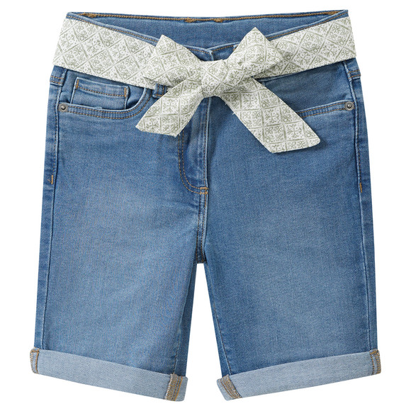 Mädchen Jeansshorts mit Stoffgürtel blau