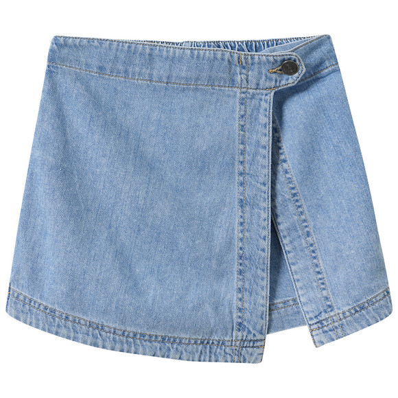Meisjes denim broekrok in wikkellook
