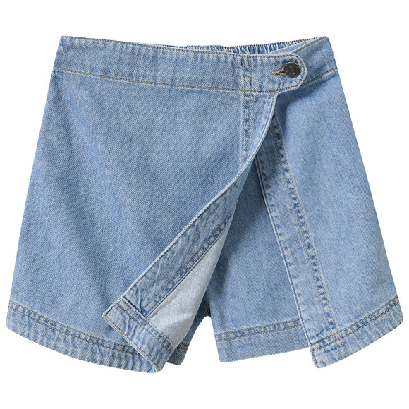 Meisjes denim broekrok in wikkellook