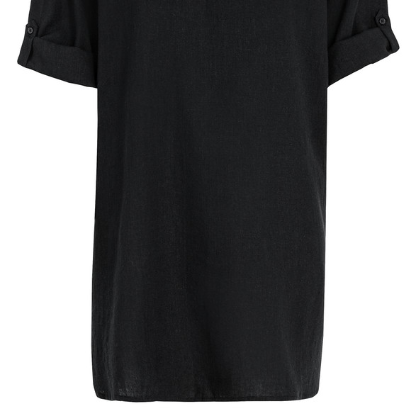 Damen Leinen-Longbluse mit V-Ausschnitt