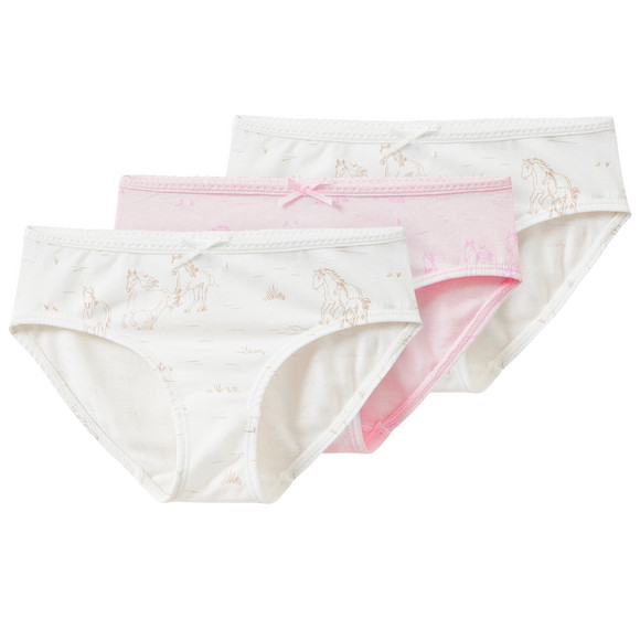 3 Mädchen Slips mit Pferde-Motiven