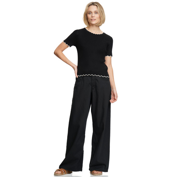 Gebreid damesshirt met golvende rand