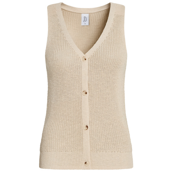 Damen Stricktop mit Knopfleiste beige