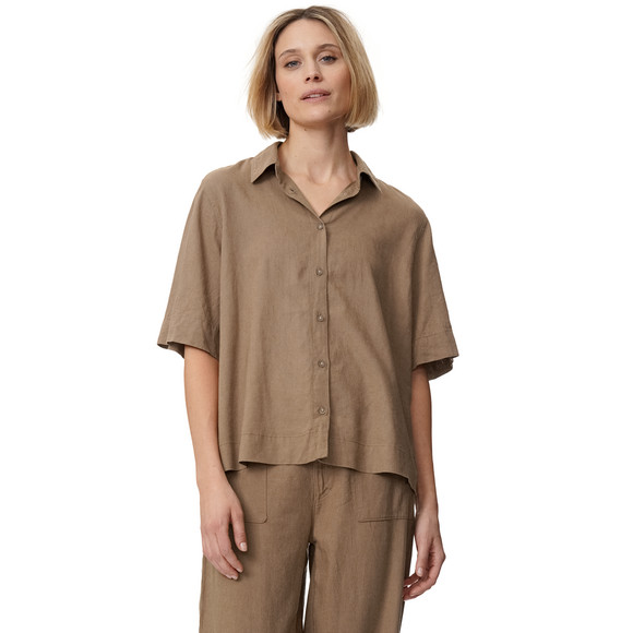 Linnen damesblouse met hemdkraag