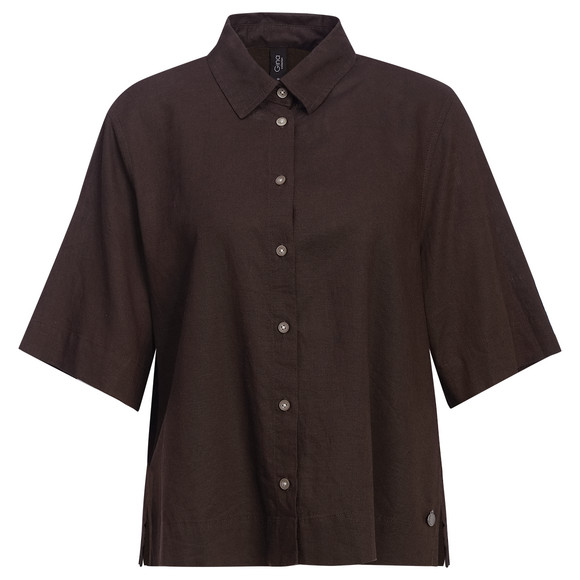 Linnen damesblouse met hemdkraag