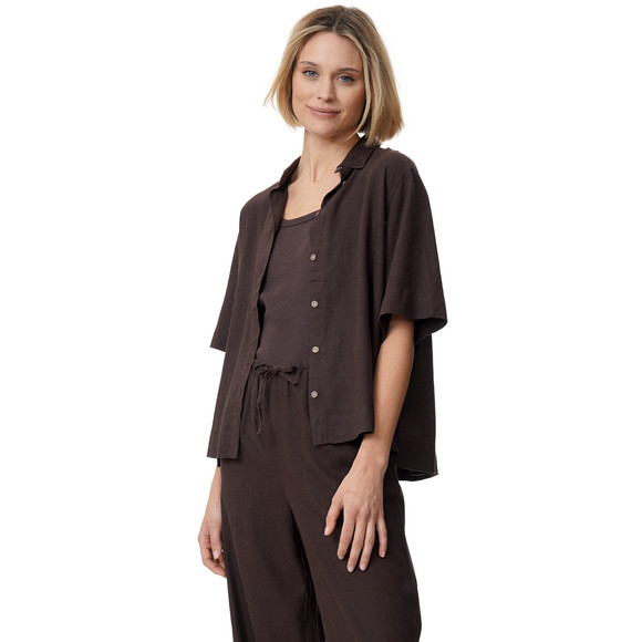 Linnen damesblouse met hemdkraag