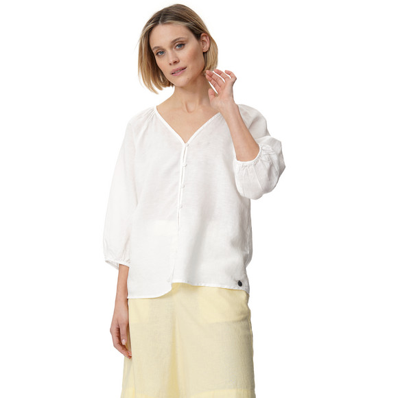 Damen Leinen-Bluse mit Knopfleiste