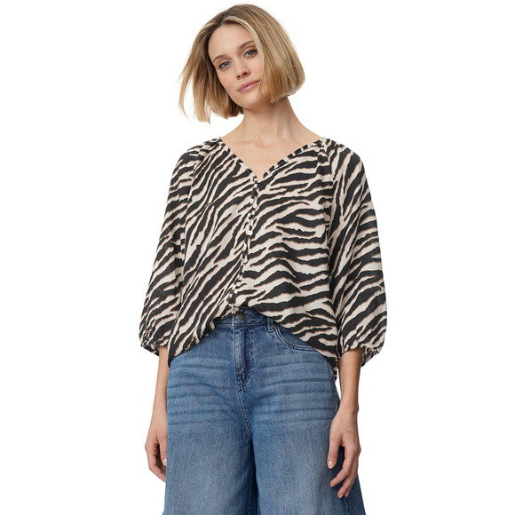 Damen Leinen-Bluse mit Knopfleiste