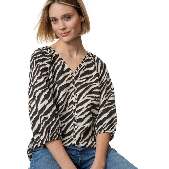 Damen Leinen-Bluse mit Knopfleiste