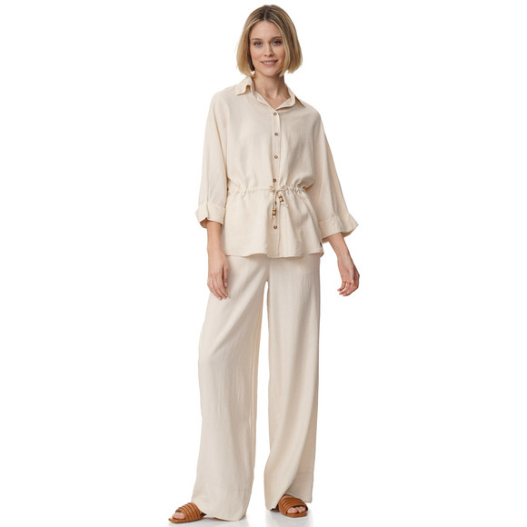 Damen Leinen-Bluse mit Knopfleiste