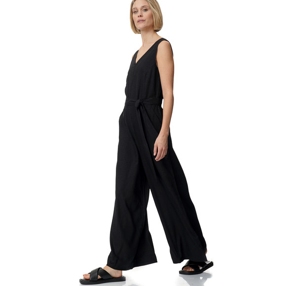 Damen Leinen-Jumpsuit mit Bindegürtel