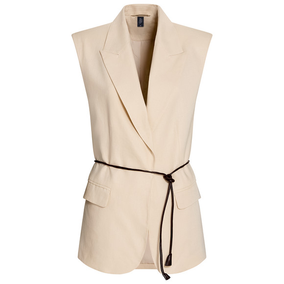 Damen Leinen-Weste mit Bindegürtel