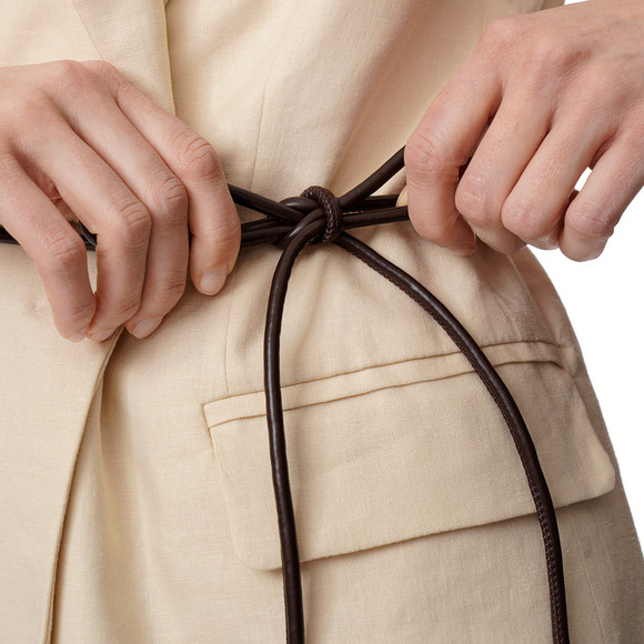 Damen Leinen-Weste mit Bindegürtel