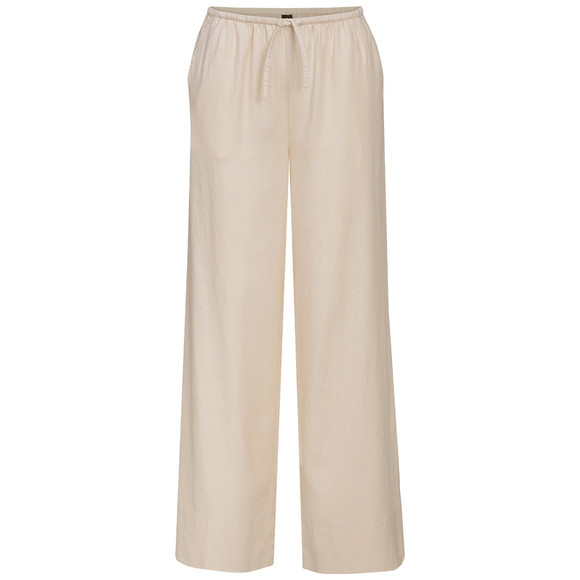 Damen Leinen-Hose mit weitem Bein beige