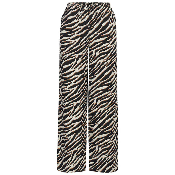 Damen Leinen-Hose mit weitem Bein schwarz / beige